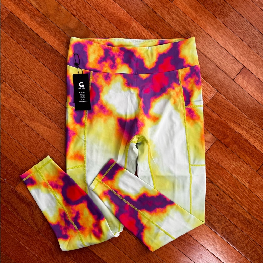 Grrrl Vibrant Tie-Dye Leggings High Rise 7/8 inch